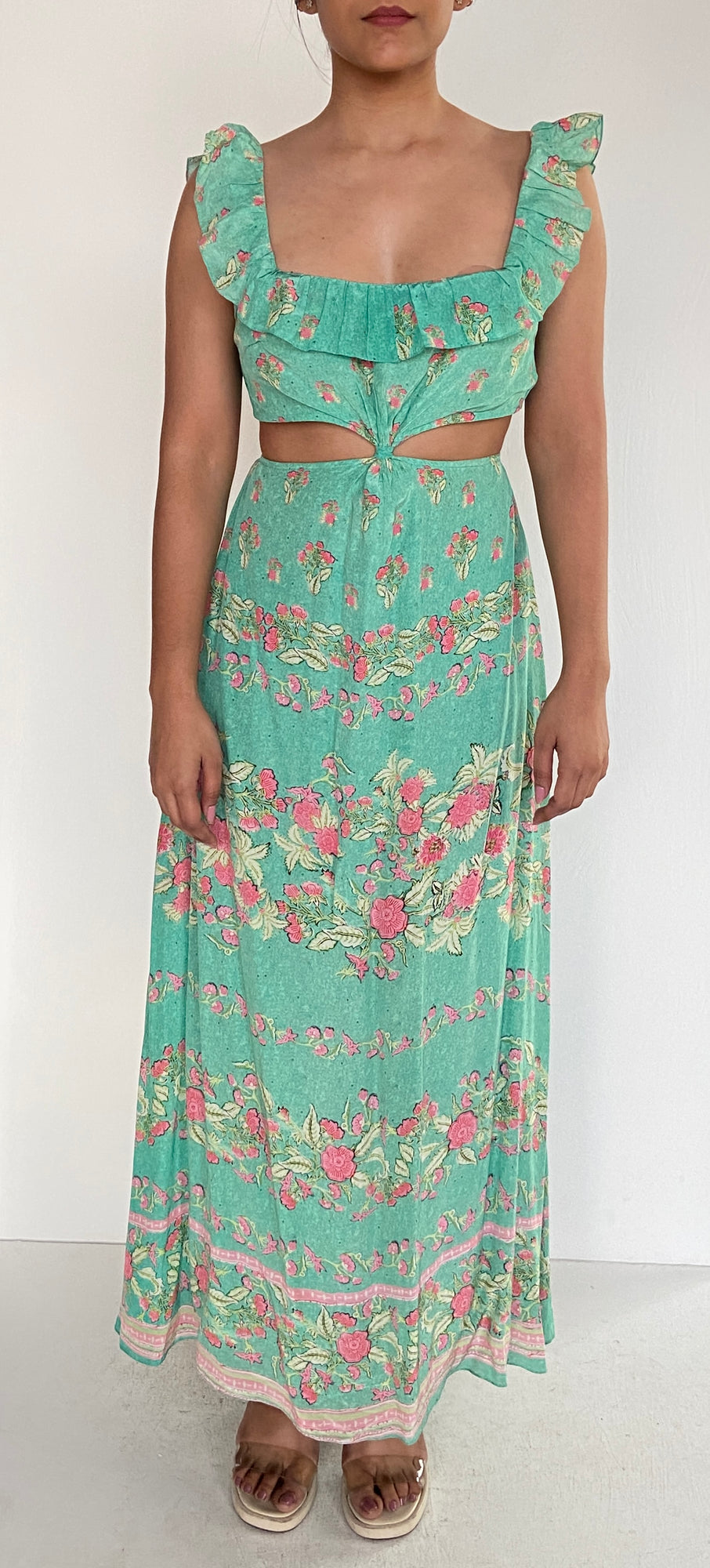 Hemant & Nandita | Isha Sweetheart-Neck Kaftan | Teal