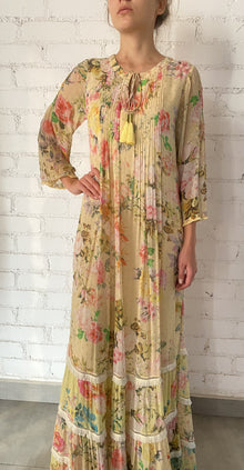 Hemant & Nandita | Jolie Floral Print Long Dress | Yellow