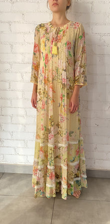 Hemant & Nandita | Jolie Floral Print Long Dress | Yellow