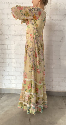 Hemant & Nandita | Jolie Floral Print Long Dress | Yellow