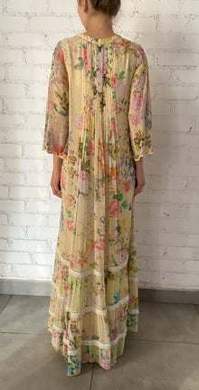 Hemant & Nandita | Jolie Floral Print Long Dress | Yellow