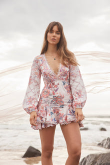 Hemant & Nandita | Kati V-Neck Long-Sleeve Short Dress | White