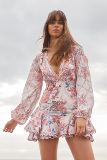 Hemant & Nandita | Kati V-Neck Long-Sleeve Short Dress | White