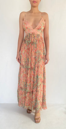Hemant & Nandita | LD Spaghetti Strap Long Dress | Green Multi