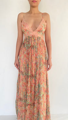 Hemant & Nandita | LD Spaghetti Strap Long Dress | Green Multi