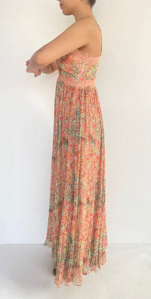 Hemant & Nandita | LD Spaghetti Strap Long Dress | Green Multi