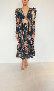 Hemant And Nandita | Inv Organza Rafa Long Dress | Navy Blue