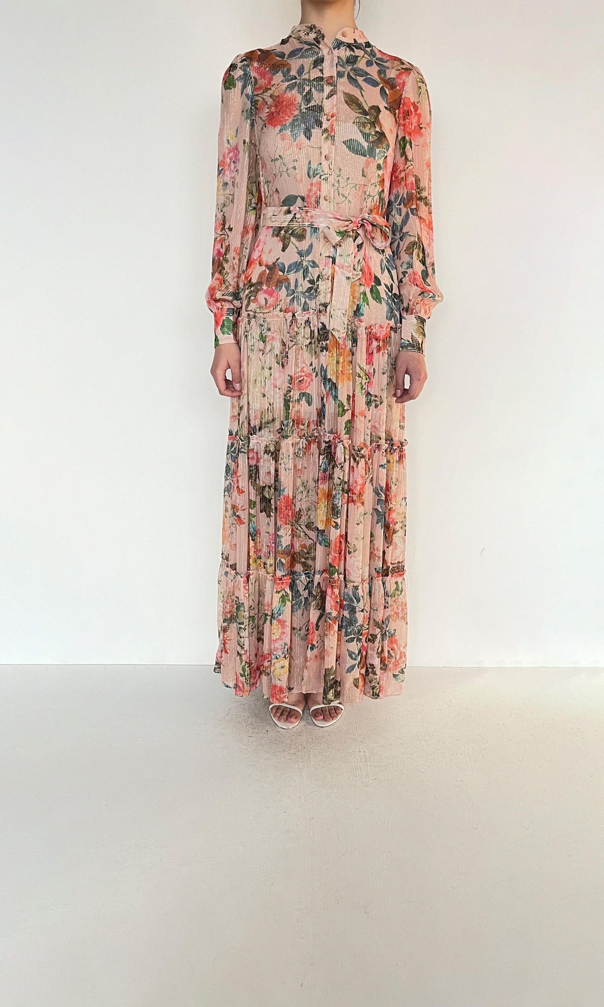 Womens | Inv Viscose Lurex Long Dress | Pink