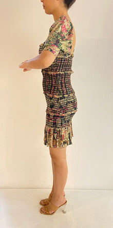 Hemant & Nandita | Z Sweetheart-Neck Bubble-Sleeve Short Dress | Black