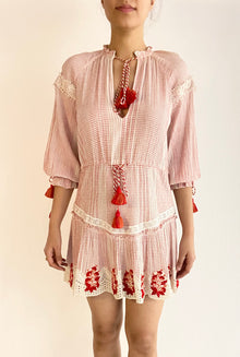 Hemant & Nandita | Z Short Dress | White/Red