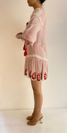 Hemant & Nandita | Z Short Dress | White/Red