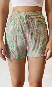 Womens | Inv Viscose Moss Crepe Shorts | Pink Green