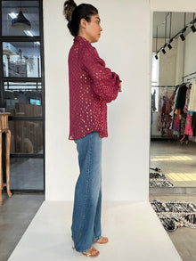 Hemant & Nandita | Maroon Foil Top | Maroon