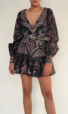 Hemant And Nandita | Inv Cotton Wool Short Dress | Black
