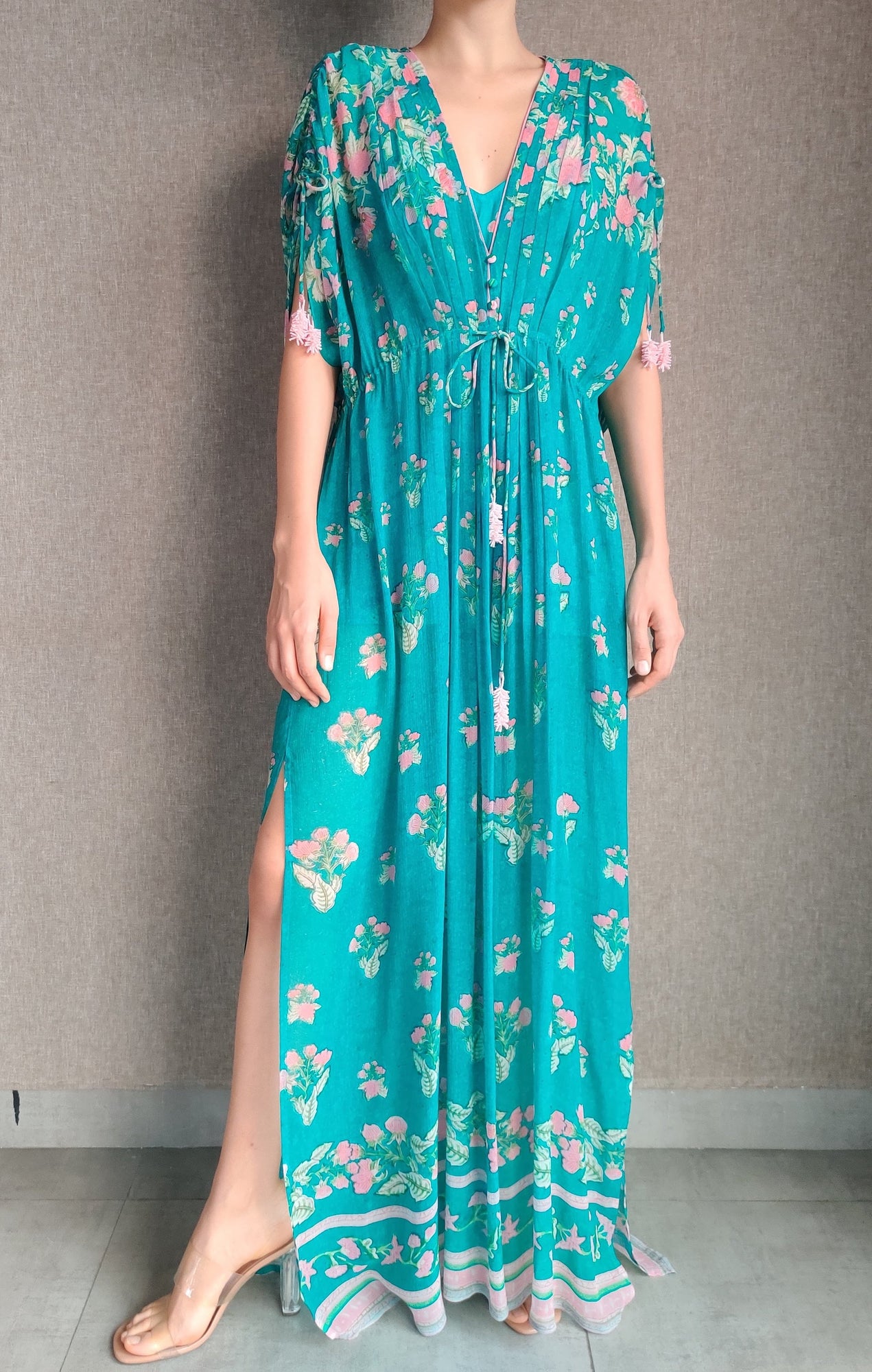 Hemant & Nandita | Isha V-Neck Kaftan | Teal