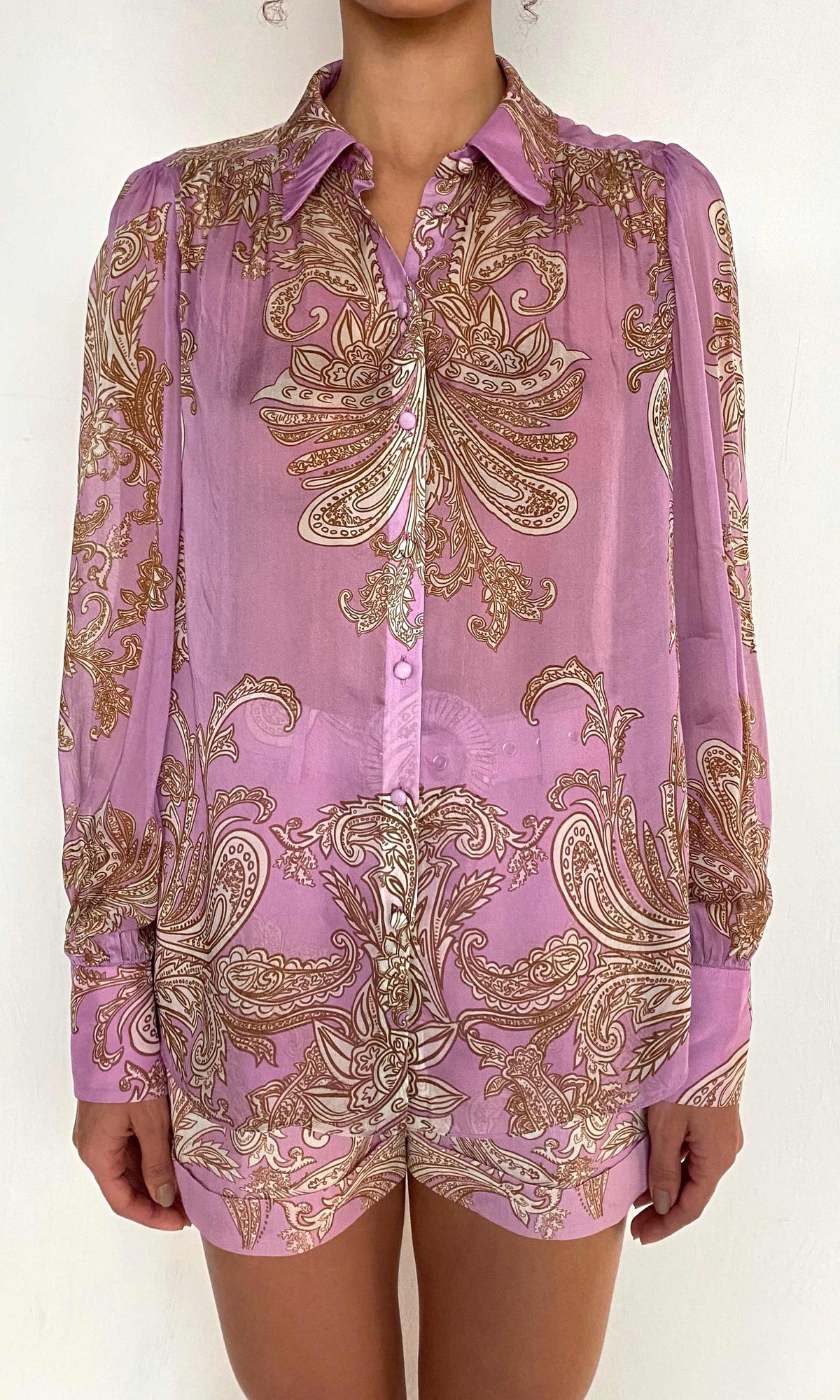 Womens | Jiah Viscose Flat Chiffon Shirt | Lilac