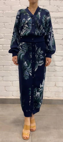 Hemant & Nandita | Keva Midi Skirt | Green/Blue