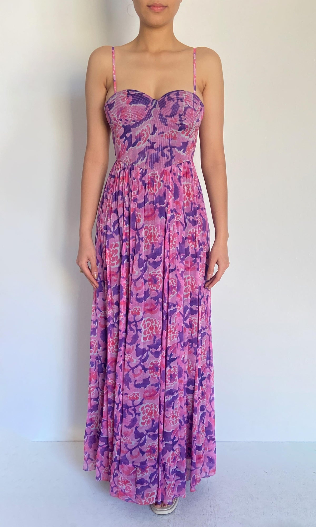 Hemant And Nandita | Lei Crinkle Chiffon Long Dress | Pink