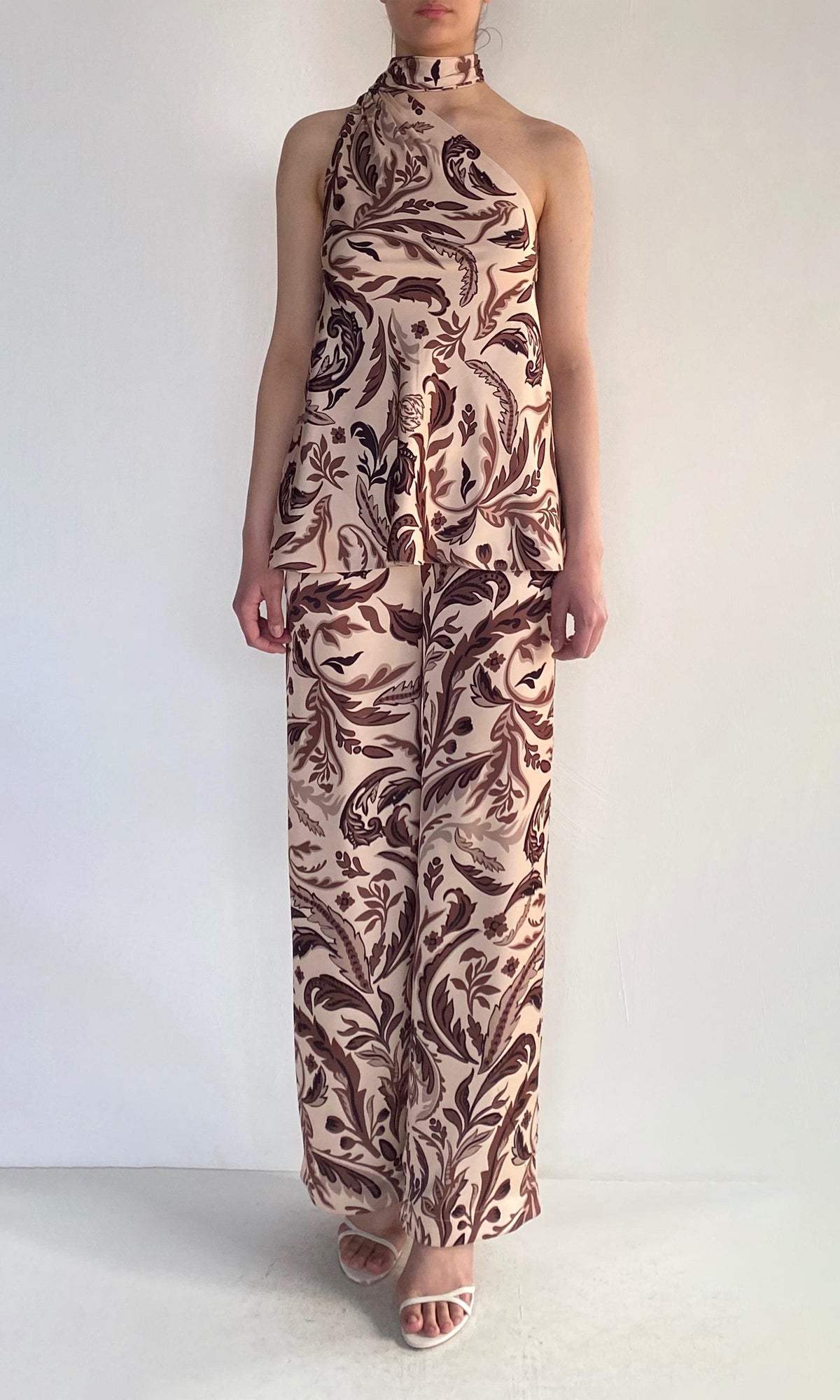 Womens | Lira Polyester Double Satin Pants | Eggshell