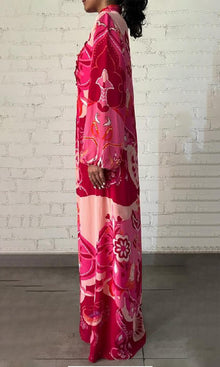 Hemant And Nandita | Malak Viscose Crepe Flat Chiffon Long Dress | Peach Pink