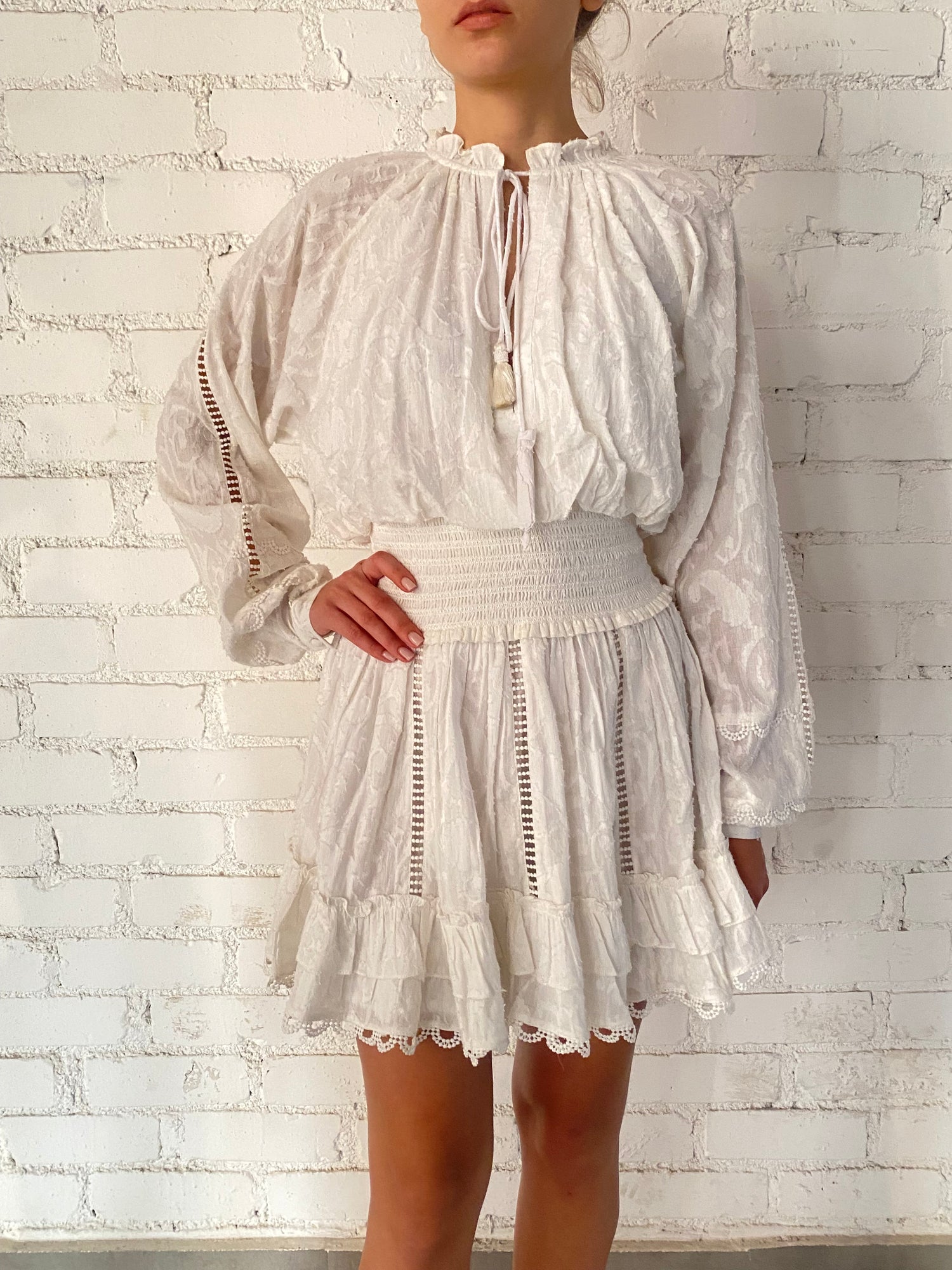 Hemant & Nandita | Mavi Short Dress | Off-White