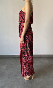 Womens | Mehr Viscose Nylon/Polyester Long Dress | Black/Maroon