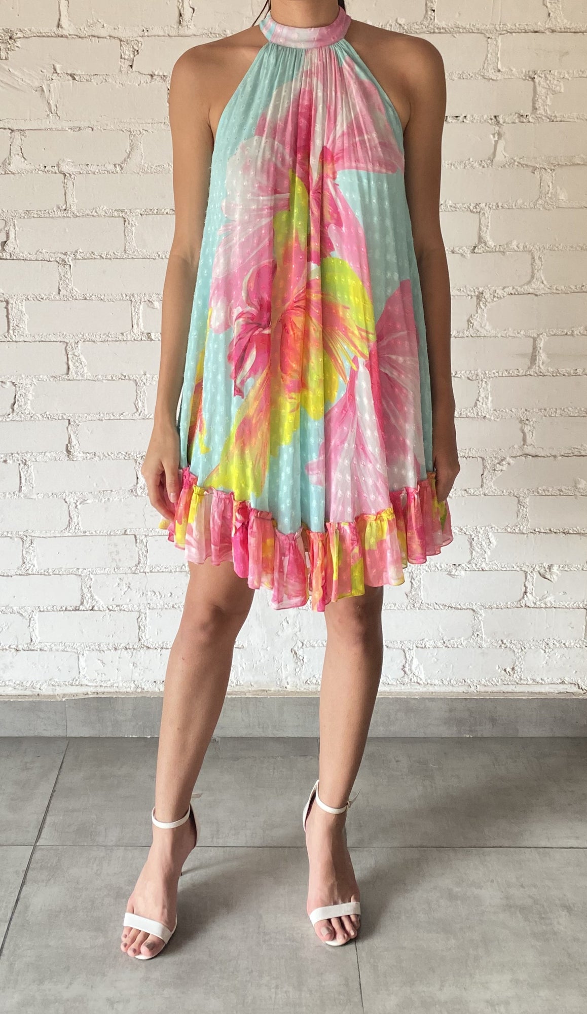 Hemant & Nandita | Mina Floral Short Dress | Blue