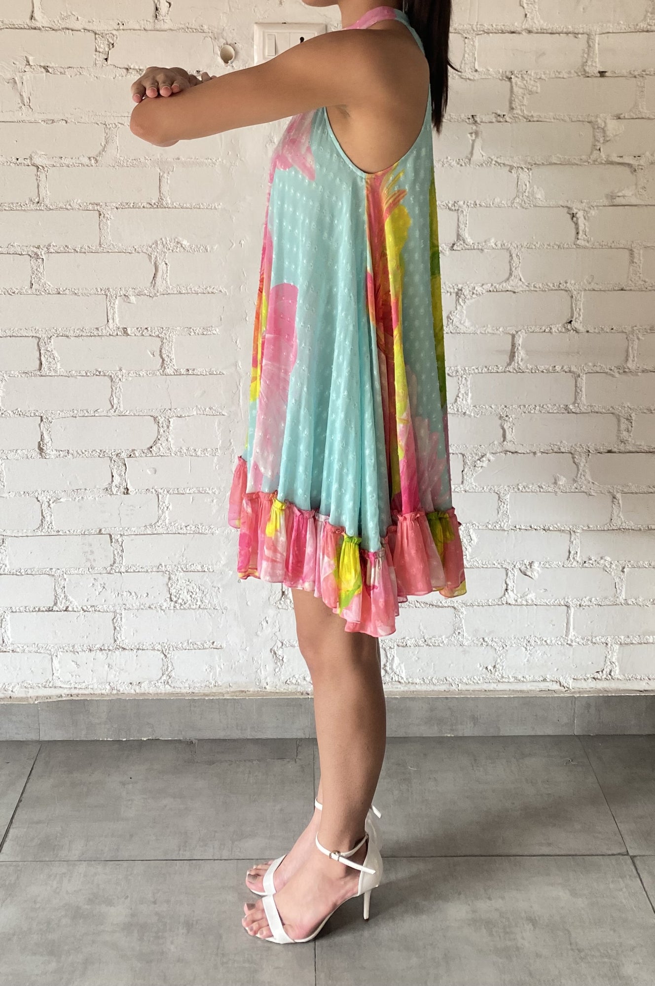 Hemant & Nandita | Mina Floral Short Dress | Blue