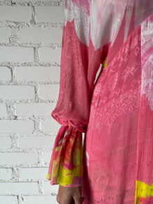 Hemant & Nandita | Mina V-Neck Long-Sleeve Floral Long Dress | Pink