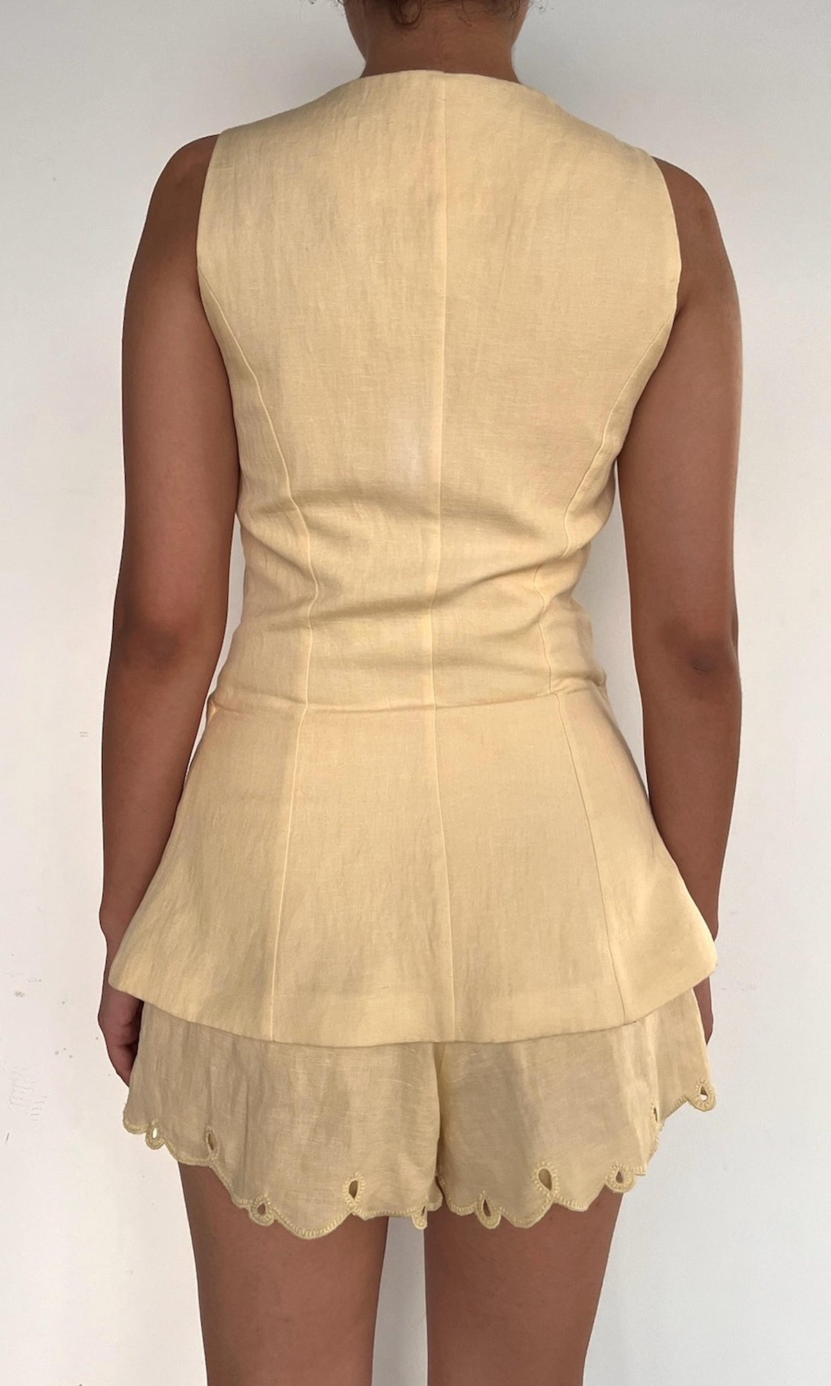 Womens | Nain Linen Cotton Mini Romper Vest | Yellow