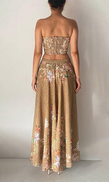 Hemant And Nandita | Nava Cotton Schiffli Long Skirt | Beige