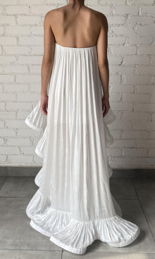 Womens | Nera Viscose Satin Jacquard Long Dress | White