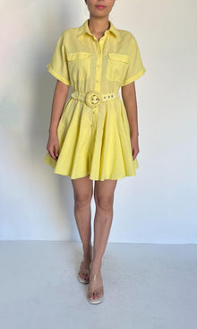Womens | Nera Linen Cotton Short Dress | Yellow
