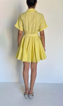 Womens | Nera Linen Cotton Short Dress | Yellow