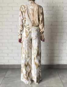 Hemant & Nandita | Nima Flared Pants | White/Rosewood