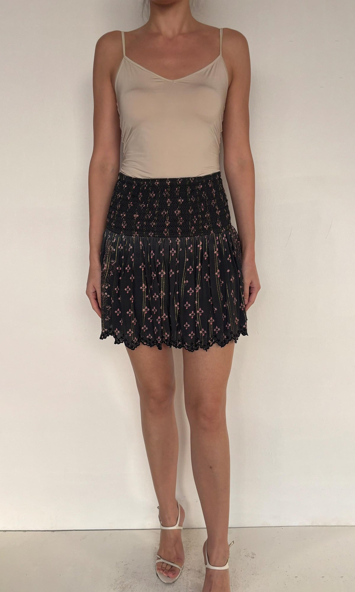 Womens | Noor Viscose Moss Crepe Short Skirt | Black