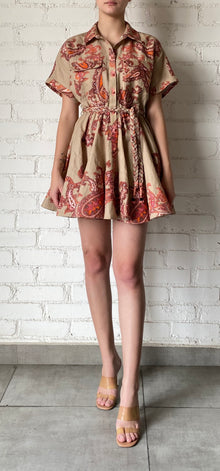 Hemant & Nandita | Omya Short Dress | Beige/Orange