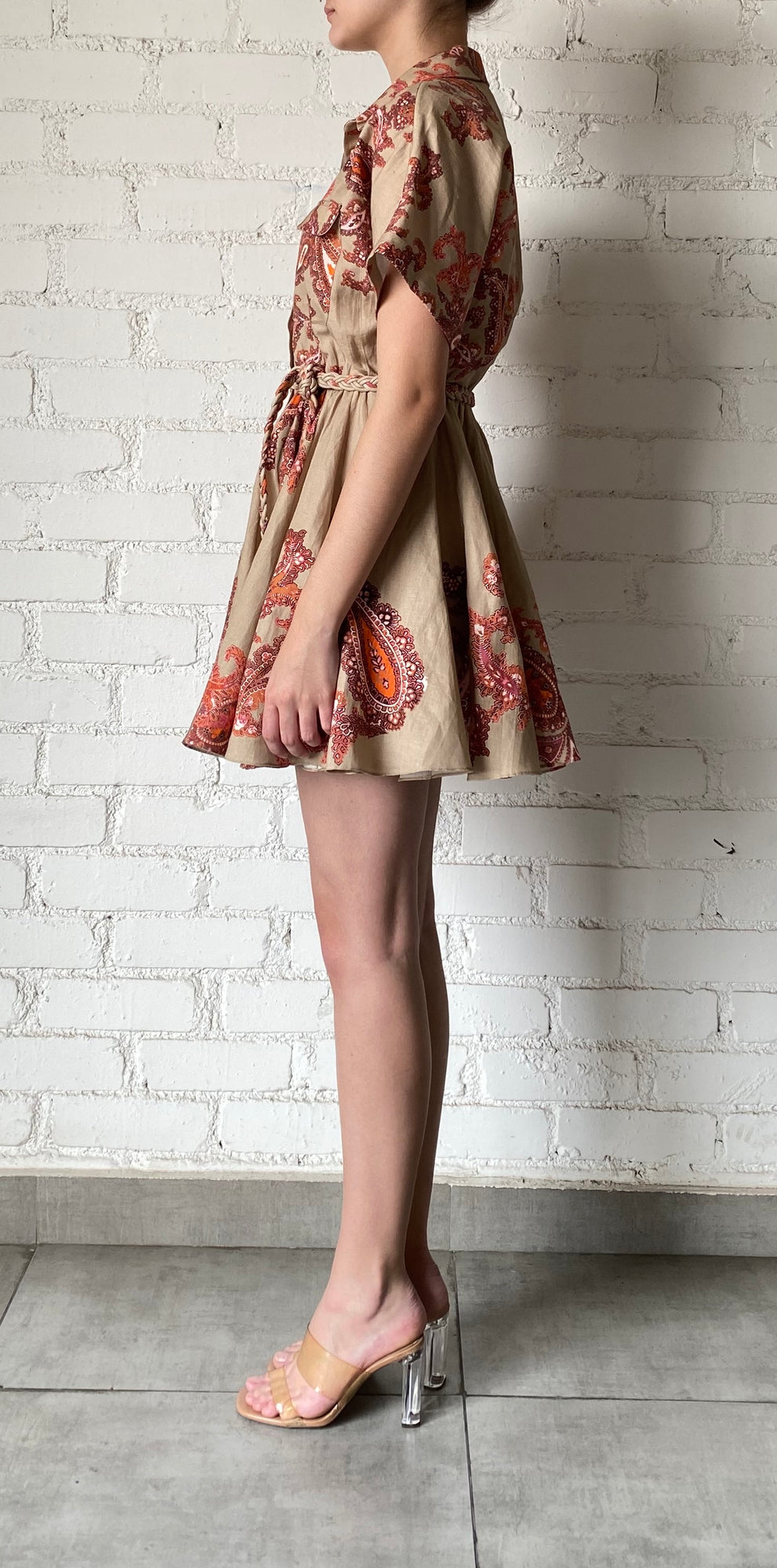Hemant & Nandita | Omya Short Dress | Beige/Orange