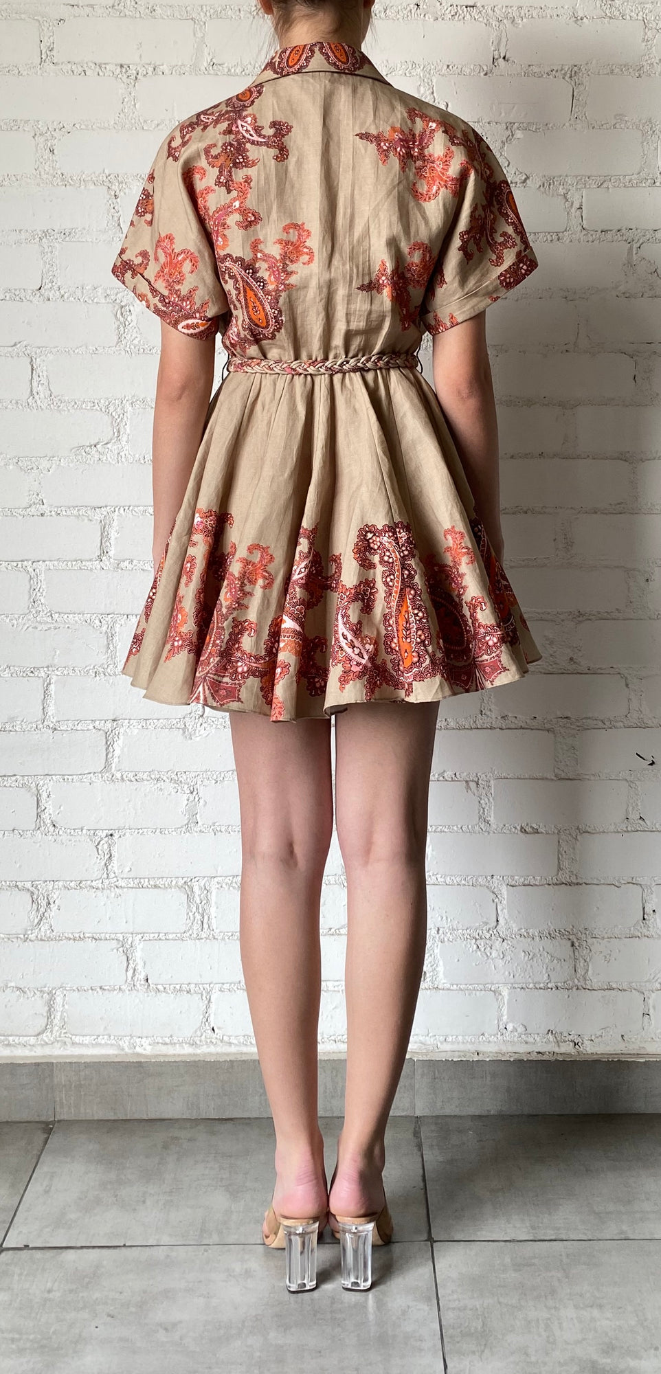 Hemant & Nandita | Omya Short Dress | Beige/Orange