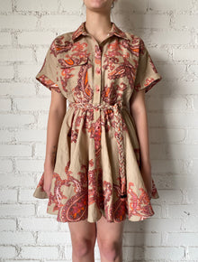 Hemant & Nandita | Omya Short Dress | Beige/Orange
