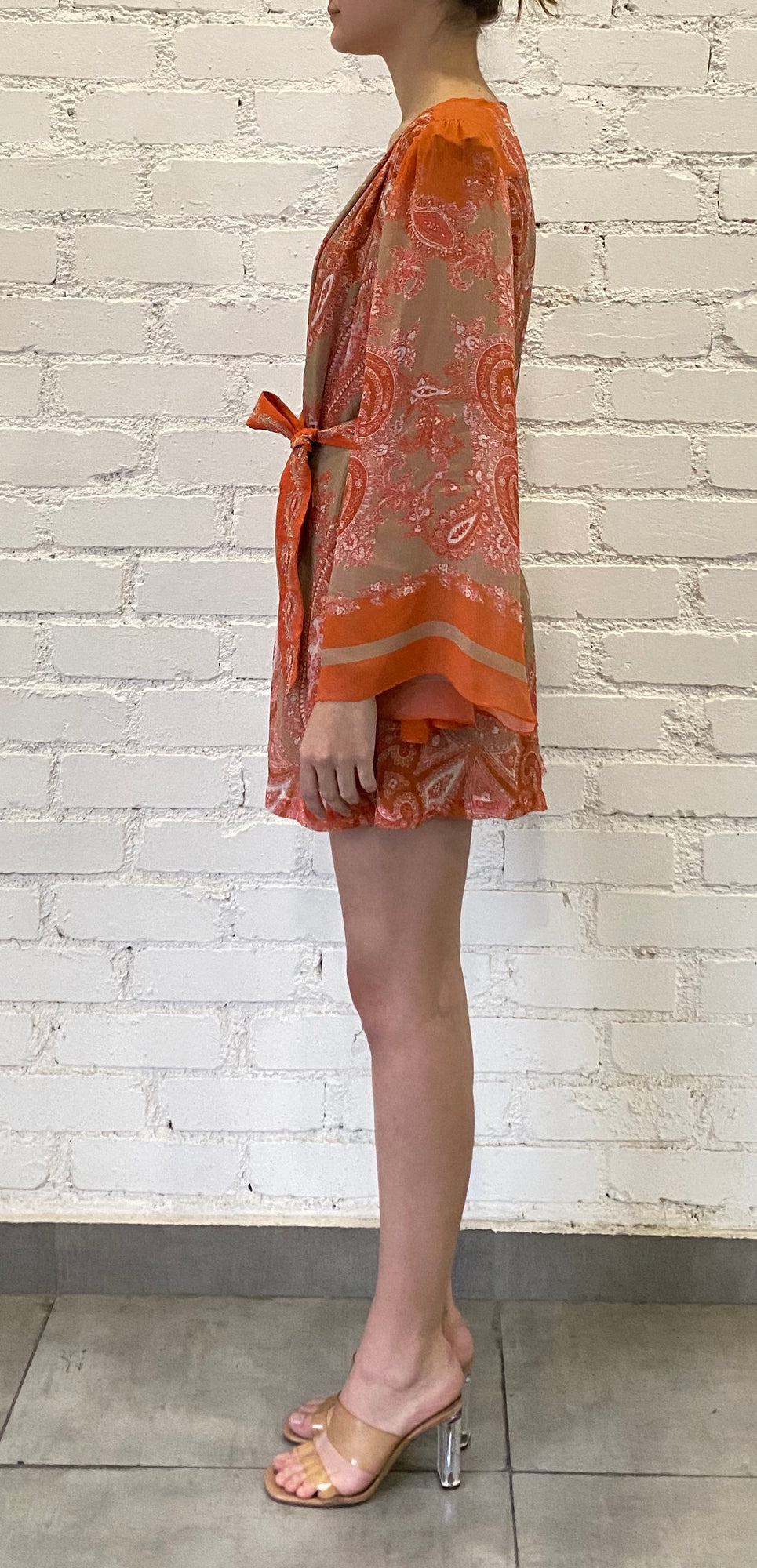 Hemant & Nandita | Omya Romper | Beige/Orange