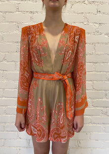 Hemant & Nandita | Omya Romper | Beige/Orange