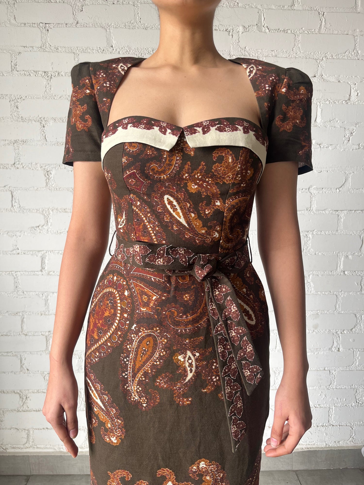 Hemant & Nandita | Omya Midi Dress | Brown Mix