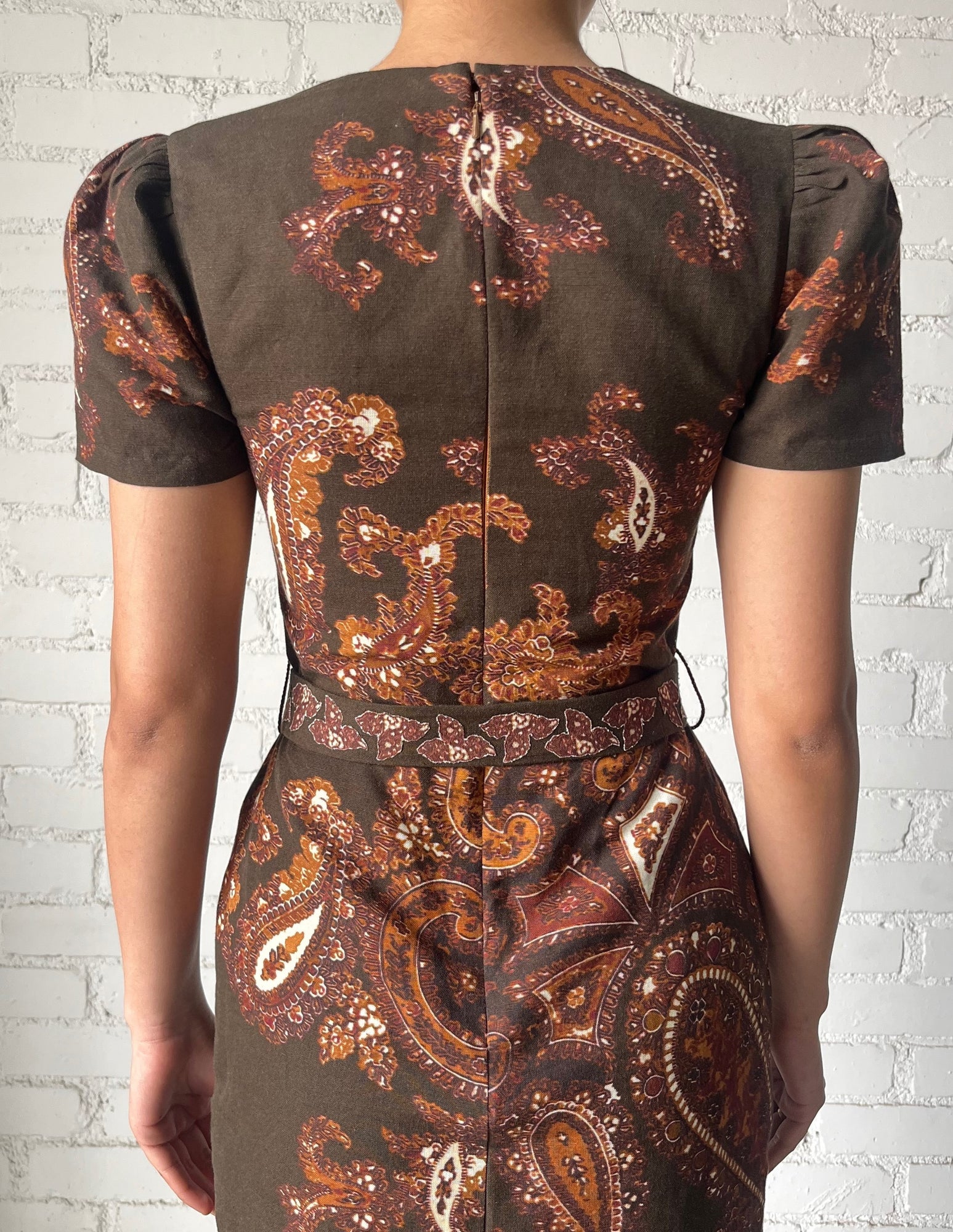 Hemant & Nandita | Omya Midi Dress | Brown Mix