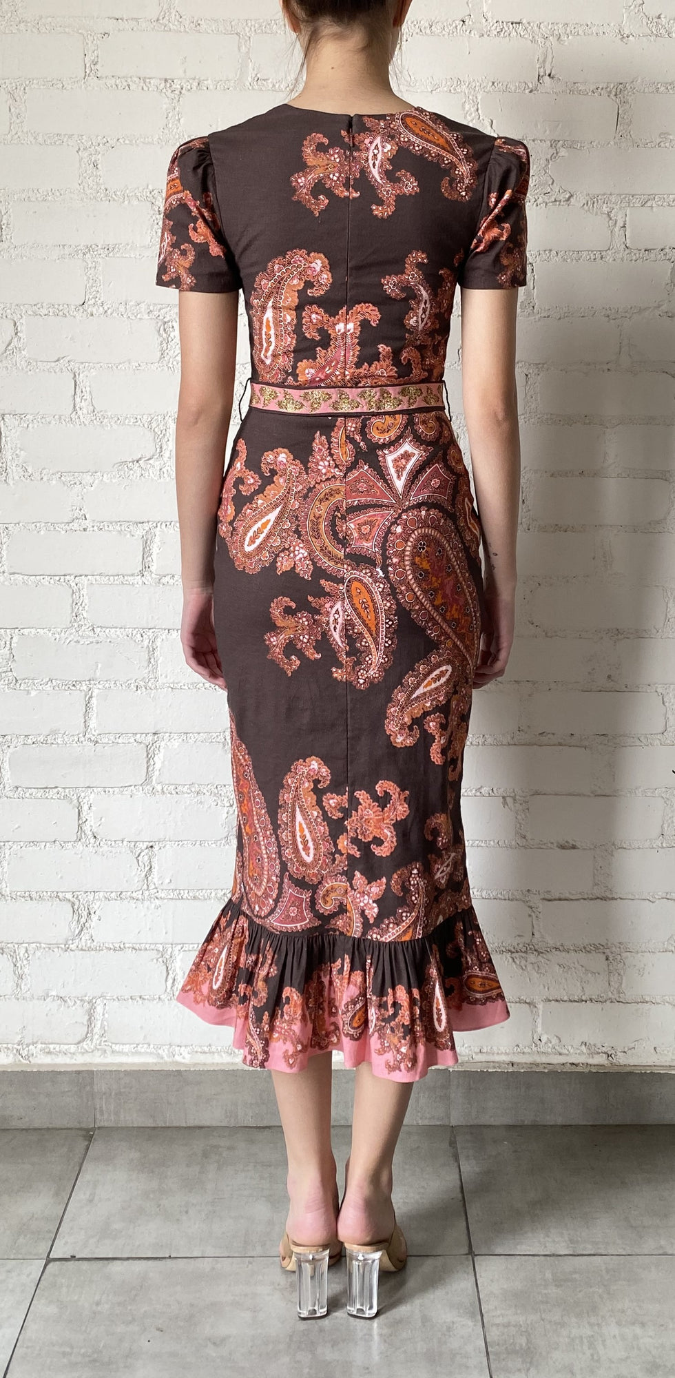 Hemant & Nandita | Omya Midi Dress | Brown Mix