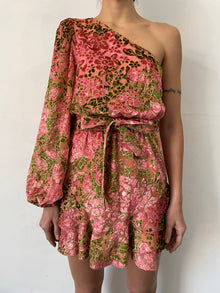 Hemant & Nandita | Pakhi One-Shoulder Midi Dress | Peachy Pink