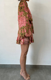 Hemant & Nandita | Pakhi One-Shoulder Midi Dress | Peachy Pink
