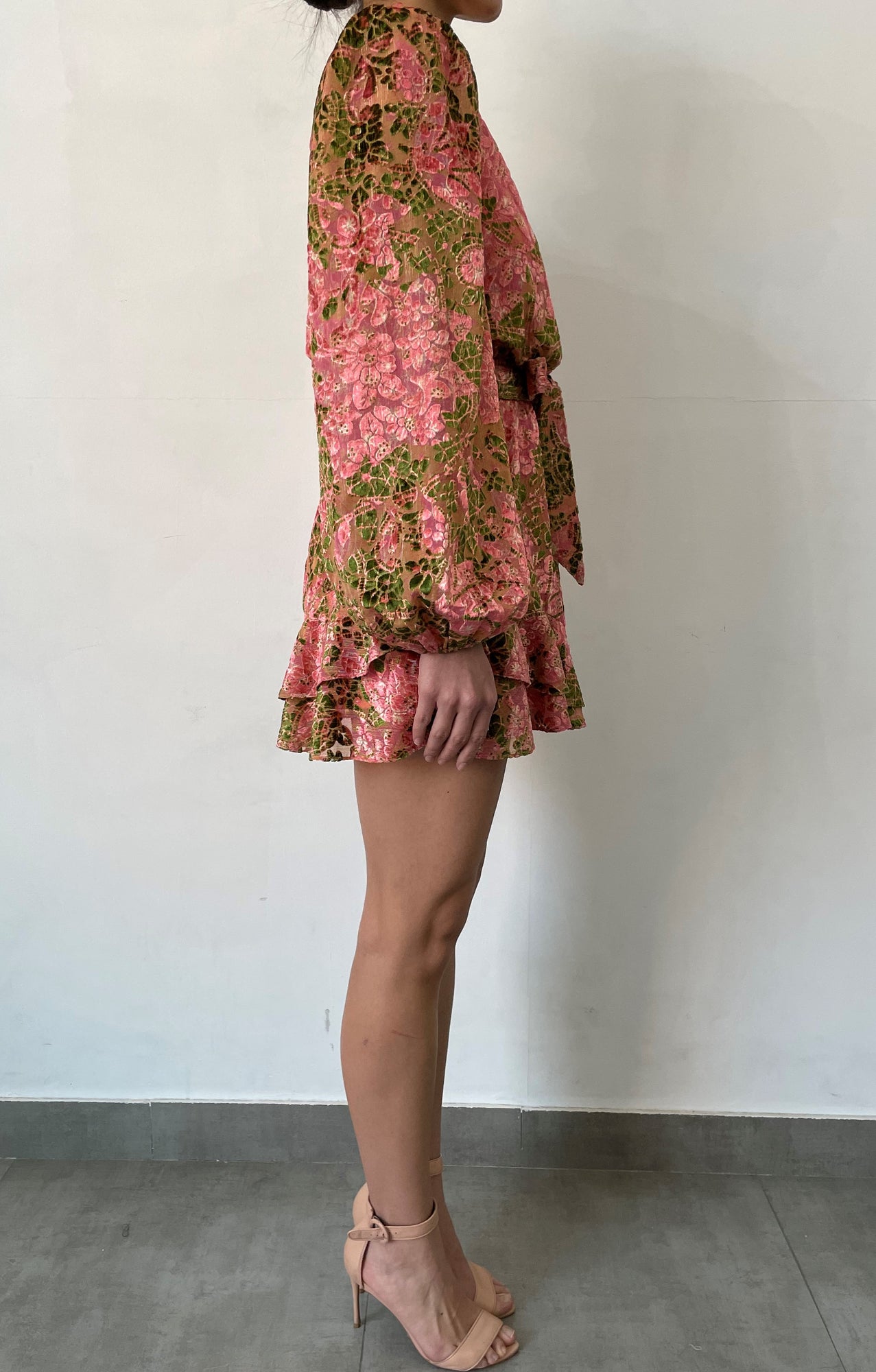 Hemant & Nandita | Pakhi One-Shoulder Midi Dress | Peachy Pink