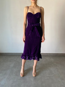 Hemant & Nandita | Reha Velvet Midi Dress | Purple