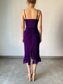 Hemant & Nandita | Reha Velvet Midi Dress | Purple